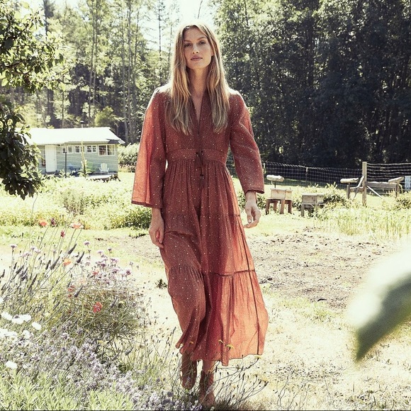Doen Anneli Tamarillo Prairie Paisley Long Sleeve Dress - Picture 1 of 13